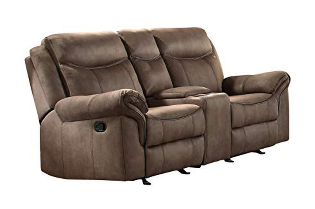 Homelegance Furniture Aram Double Glider Reclining Loveseat in Dark Brown 8206NF-2