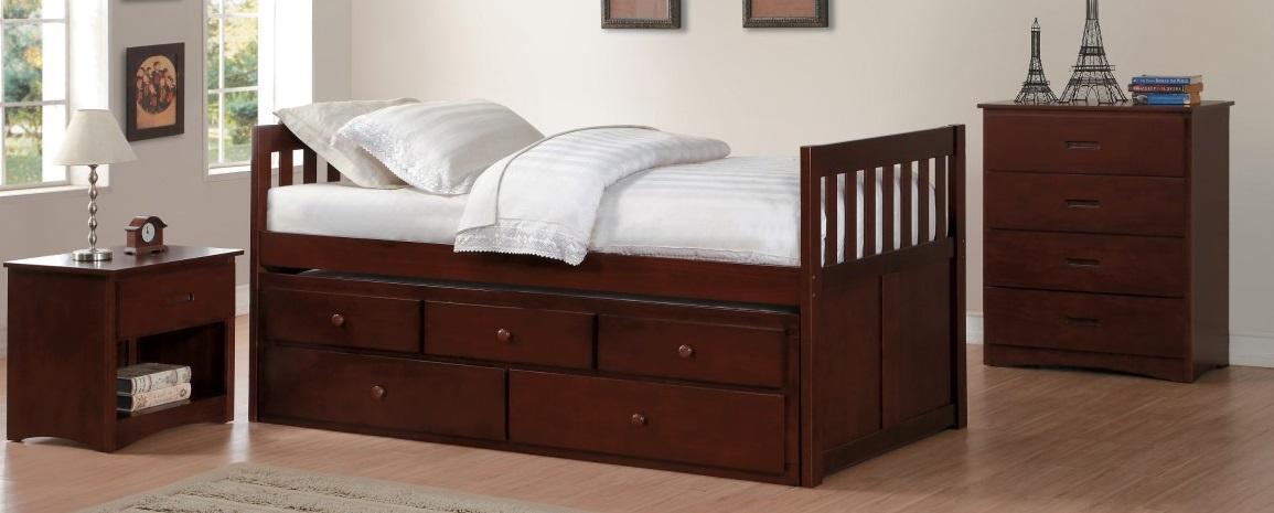 Rowe Twin/Twin Trundle Bed w/ Two Storage Drawers in Dark Cherry B2013PRDC-1*