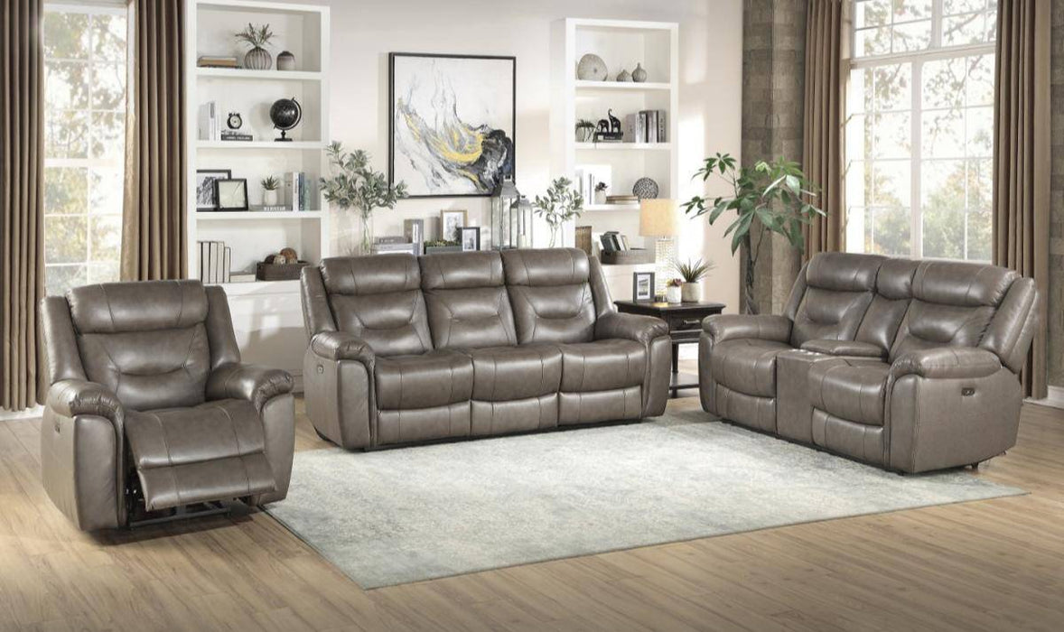 Homelegance Furniture Danio Power Double Reclining Loveseat with Power Headrests in Brownish Gray 9528BRG-2PWH - Furniture World SW (WA)