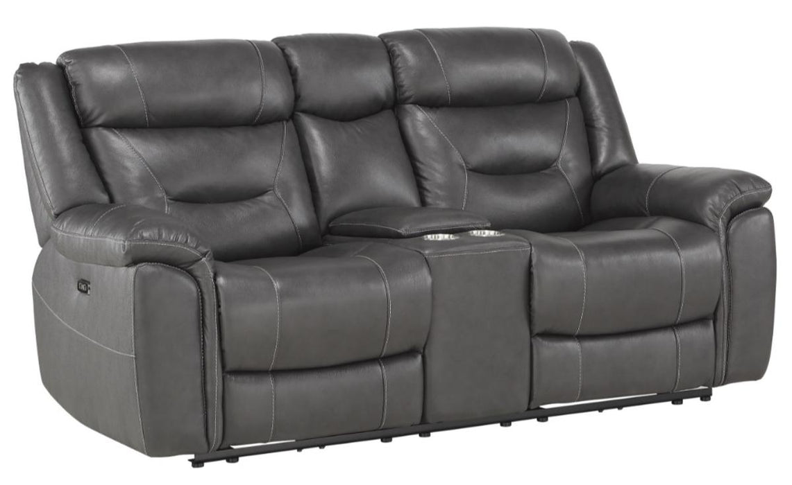 Homelegance Furniture Danio Power Double Reclining Loveseat with Power Headrests in Dark Gray 9528DGY-2PWH - Furniture World SW (WA)