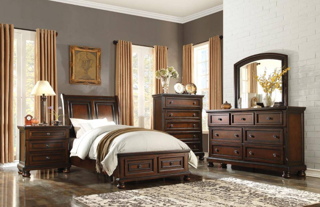 Homelegance Cumberland King Sleigh Platform Bed with Footboard Storage in Brown Cherry 2159K-1EK* - Furniture World SW (WA)