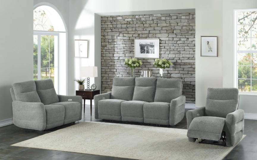 Homelegance Furniture Edition Power Double Lay Flat Reclining Loveseat in Dove Grey 9804DV-2PWH - Furniture World SW (WA)