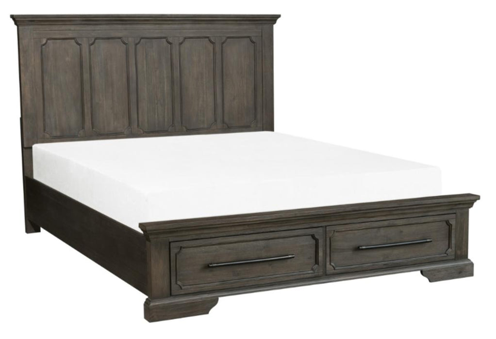 Taulon Queen Platform Bed with Footboard Storage in Dark Oak 5438-1*