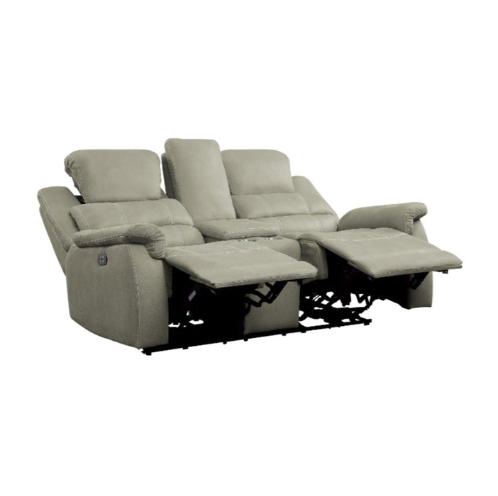 Shola Power Double Reclining Loveseat in Gray