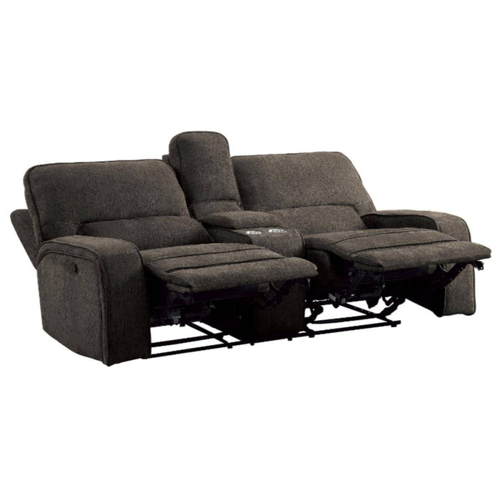 Homelegance Furniture Borneo Power Double Reclining Loveseat in Chocolate - Furniture World SW (WA)