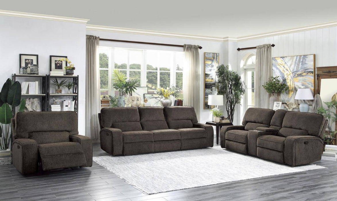 Homelegance Furniture Borneo Power Double Reclining Loveseat in Chocolate - Furniture World SW (WA)