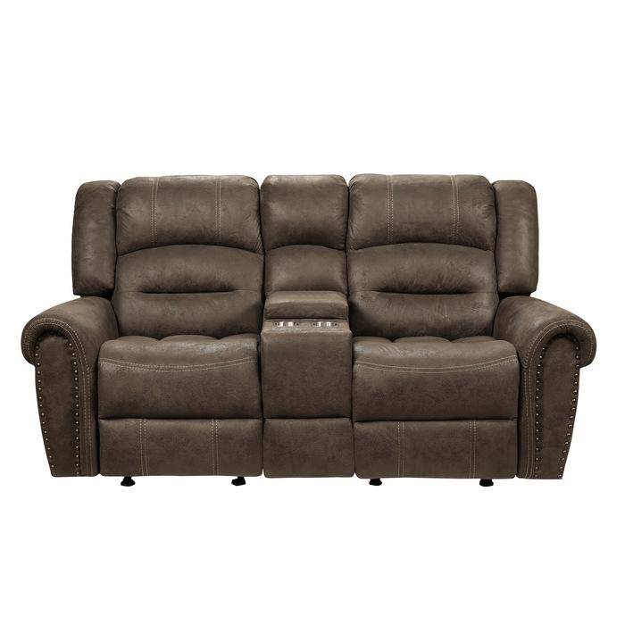 9467BR-2 - Double Glider Reclining Love Seat with Center Console image