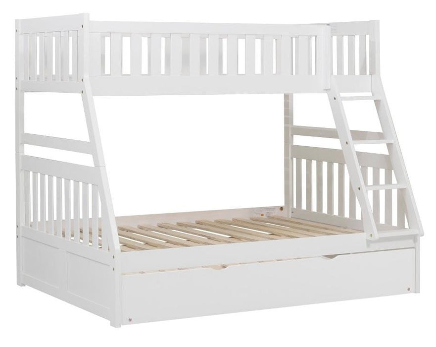 Galen Twin/Full Bunk Bed w/ Twin Trundle in White B2053TFW-1R - Furniture World SW (WA)