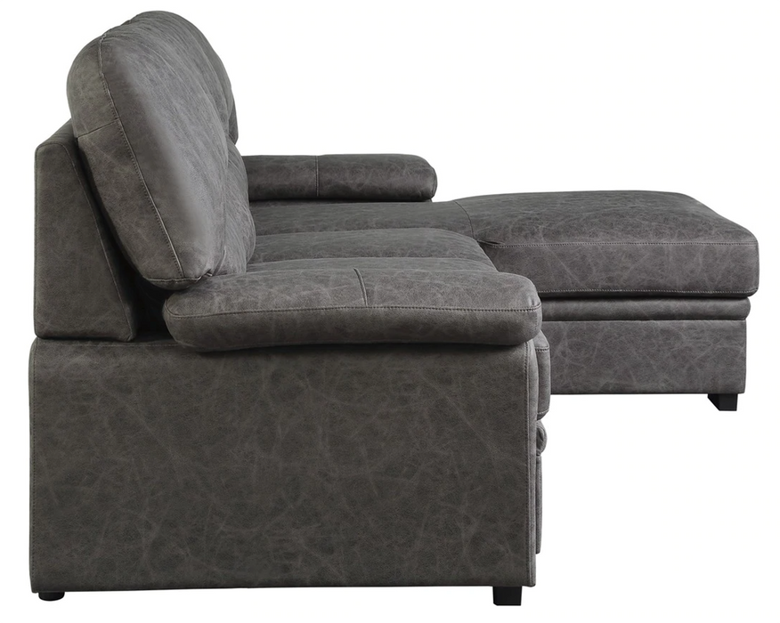 Michigan Sectional with Pull Out Bed and Right Chaise in Dark Gray 9407DG2RC3L