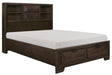 Chesky Queen Bookcase Bed with Footboard Storage in Warm Espresso 1753-1 - Furniture World SW (WA)