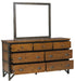 Holverson Dresser in Rustic Brown & Gunmetal 1715-5 - Furniture World SW (WA)