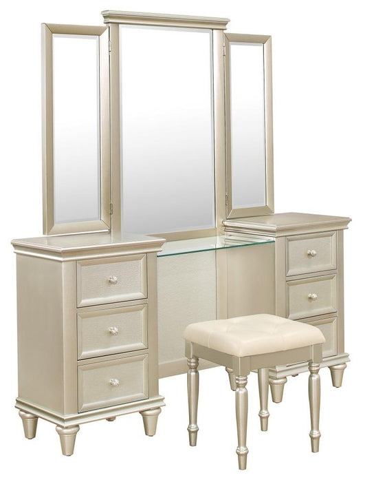 Celandine Vanity Stool in Pearl/Silver 1928-14 - Furniture World SW (WA)