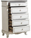 Cinderella 5 Drawer Chest in Antique White with Grey Rub-Through 1386NW-9 - Furniture World SW (WA)