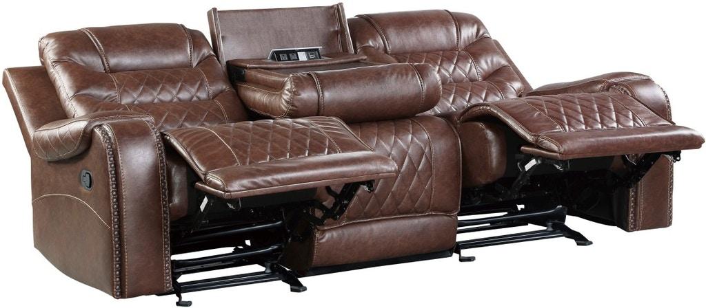 Putnam Power Double Reclining Sofa with Drop-Down in Brown 9405BR-3PW - Furniture World SW (WA)
