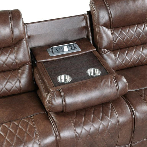 Putnam Power Double Reclining Sofa with Drop-Down in Brown 9405BR-3PW - Furniture World SW (WA)