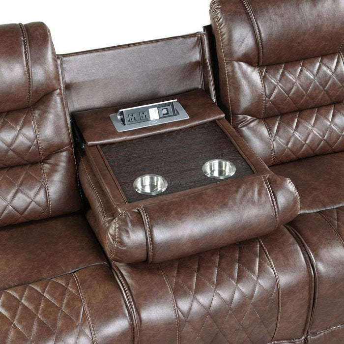 Putnam Power Double Reclining Sofa with Drop-Down in Brown 9405BR-3PW - Furniture World SW (WA)