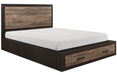 Miter Queen Platform Bed with Footboard Storage in Rustin Mahogany & Dark Ebony 1762-1 - Furniture World SW (WA)