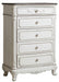Cinderella 5 Drawer Chest in Antique White with Grey Rub-Through 1386NW-9 - Furniture World SW (WA)