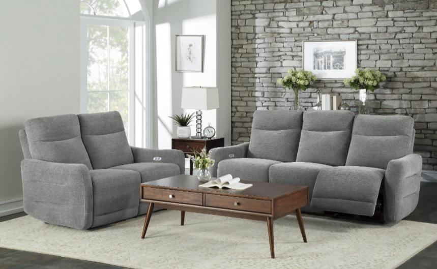 Edition Power Double Lay Flat Reclining Sofa in Dove Grey 9804DV-3PWH