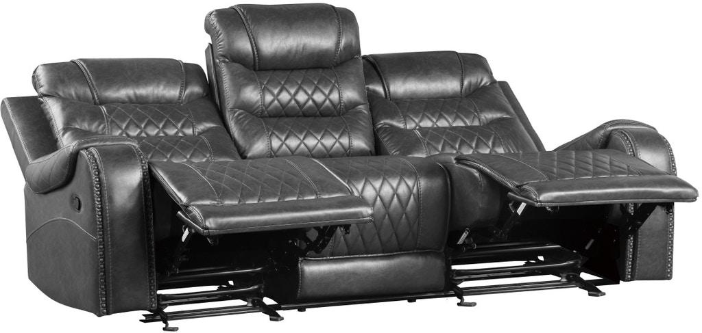 Putnam Power Double Reclining Sofa with Drop-Down in Gray 9405GY-3PW - Furniture World SW (WA)