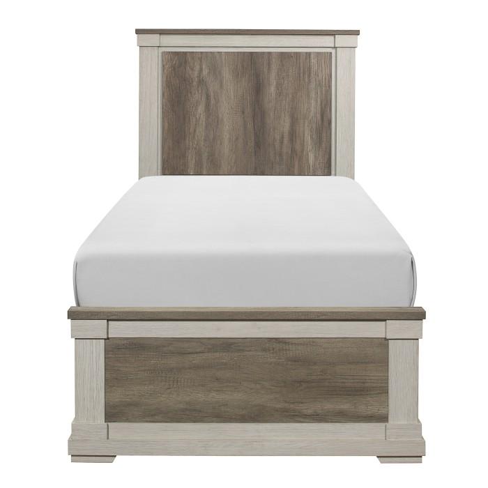 Arcadia Twin Panel Bed in White & Weathered Gray 1677T-1 image