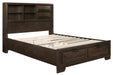 Chesky Queen Bookcase Bed with Footboard Storage in Warm Espresso 1753-1 - Furniture World SW (WA)