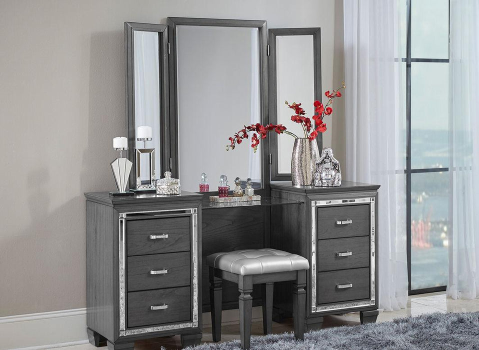 Allura Vanity Dresser with Mirror in Gray 1916GY-15