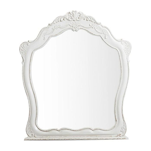 Cinderella Mirror in Antique White with Grey Rub-Through 1386NW-6 image