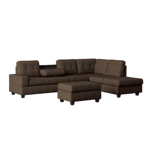 9507CHC3OT - (3)3-Piece Reversible Sectional with Drop-Down Cup Holders and Storage Ottoman image