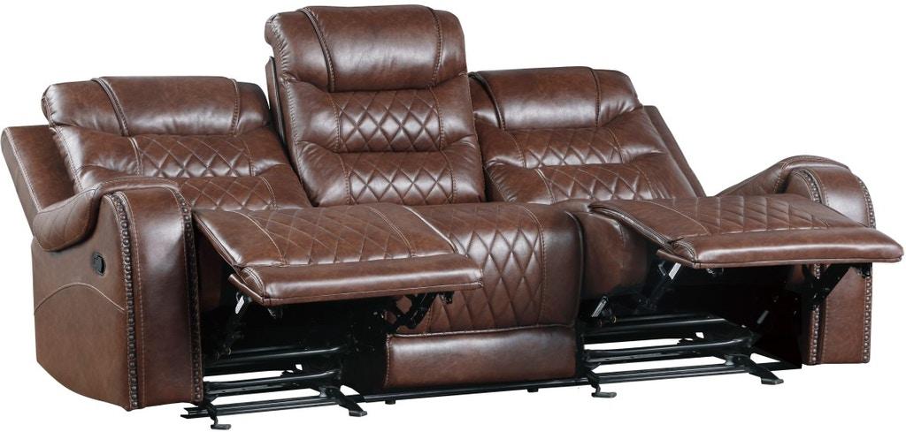 Putnam Double Reclining Sofa with Drop-Down in Brown 9405BR-3