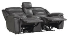 Danio Power Double Reclining Loveseat with Power Headrests in Dark Gray 9528DGY-2PWH - Furniture World SW (WA)