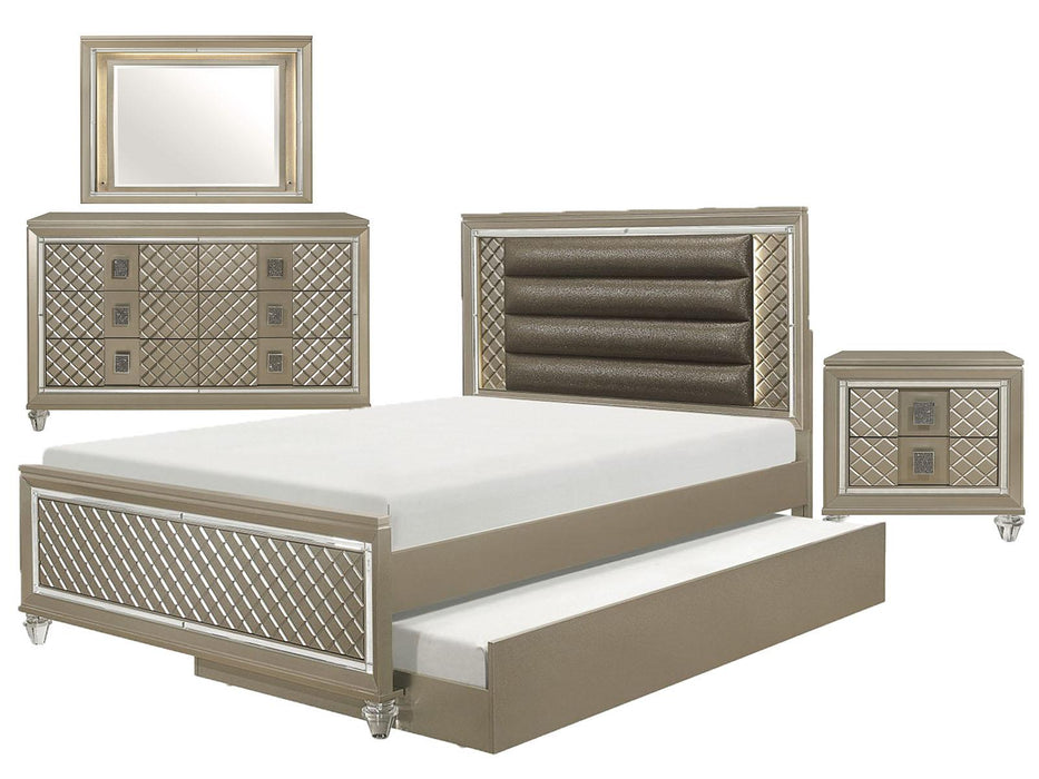 Youth Loudon Full Platform with Trundle Bed in Champagne Metallic - Furniture World SW (WA)