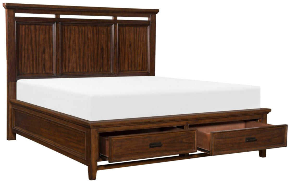 Frazier Queen Upholstered Storage Platform Bed in Dark Cherry 1649-1 - Furniture World SW (WA)