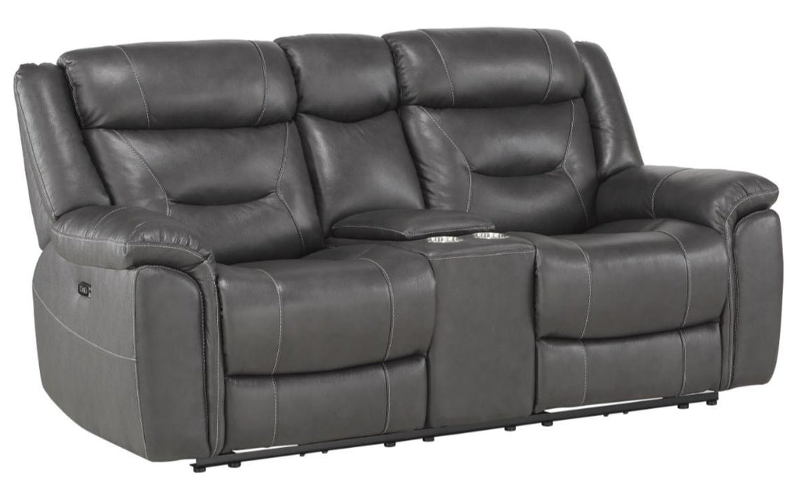 Danio Power Double Reclining Loveseat with Power Headrests in Dark Gray 9528DGY-2PWH - Furniture World SW (WA)