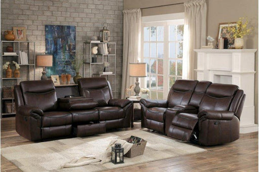 Aram Double Glider Reclining Sofa in Brown 8206BRW-3 - Furniture World SW (WA)