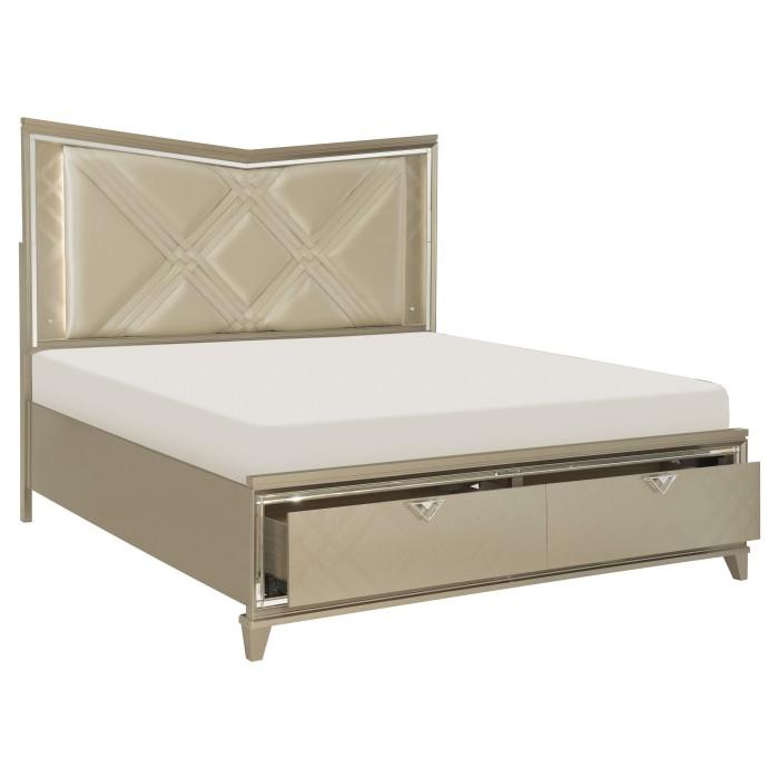 Bijou (3) Eastern King Platform Bed with LED Lighting and Footboard Storage - Furniture World SW (WA)