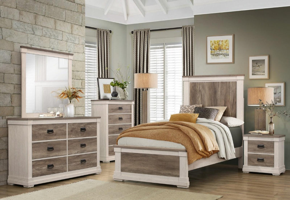 Arcadia Twin Panel Bed in White & Weathered Gray 1677T-1 - Furniture World SW (WA)