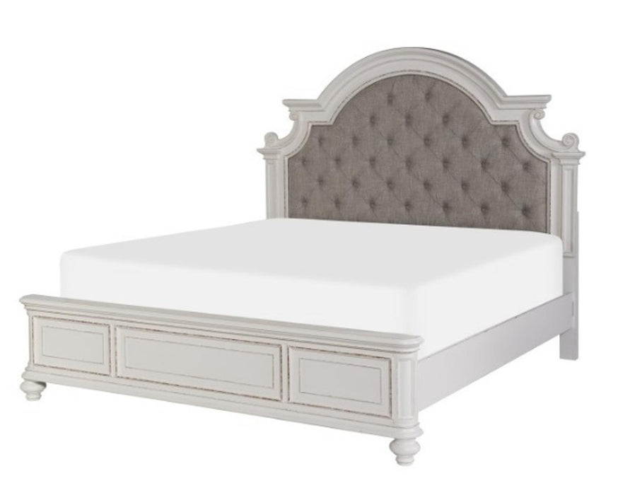 Baylesford Queen Upholstered Panel Bed in Antique White 1624W-1 - Furniture World SW (WA)