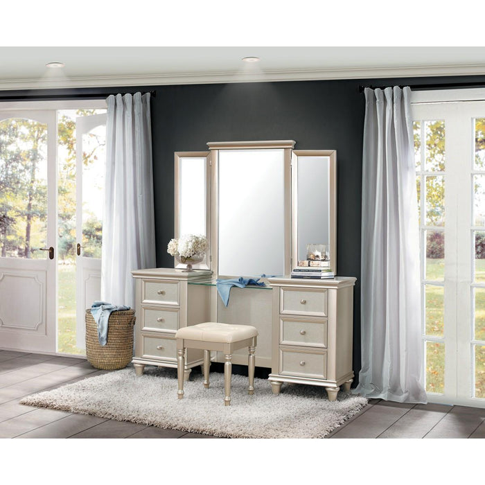 Celandine Vanity Stool in Pearl/Silver 1928-14 - Furniture World SW (WA)