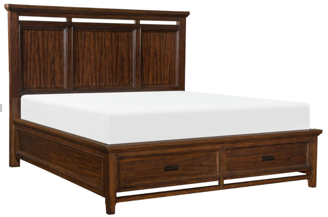 Frazier Queen Upholstered Storage Platform Bed in Dark Cherry 1649-1 - Furniture World SW (WA)