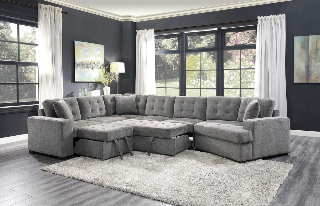 Logansport Corner Seat with 1 Pillow in Gray 9401GRY-CR - Furniture World SW (WA)
