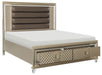 Loudon Queen Platform with Storage Bed in Champagne Metallic 1515-1 - Furniture World SW (WA)