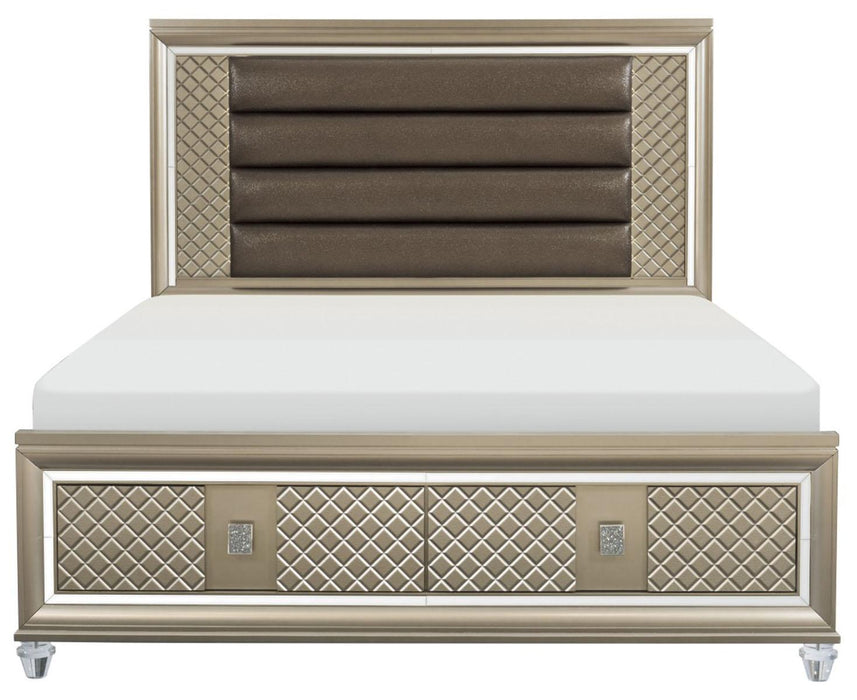 Loudon Queen Platform with Storage Bed in Champagne Metallic 1515-1 - Furniture World SW (WA)