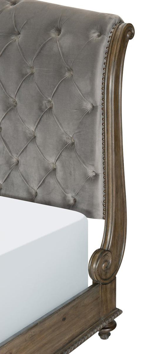 Rachelle Queen Sleigh Bed in Weathered Pecan 1693-1 - Furniture World SW (WA)