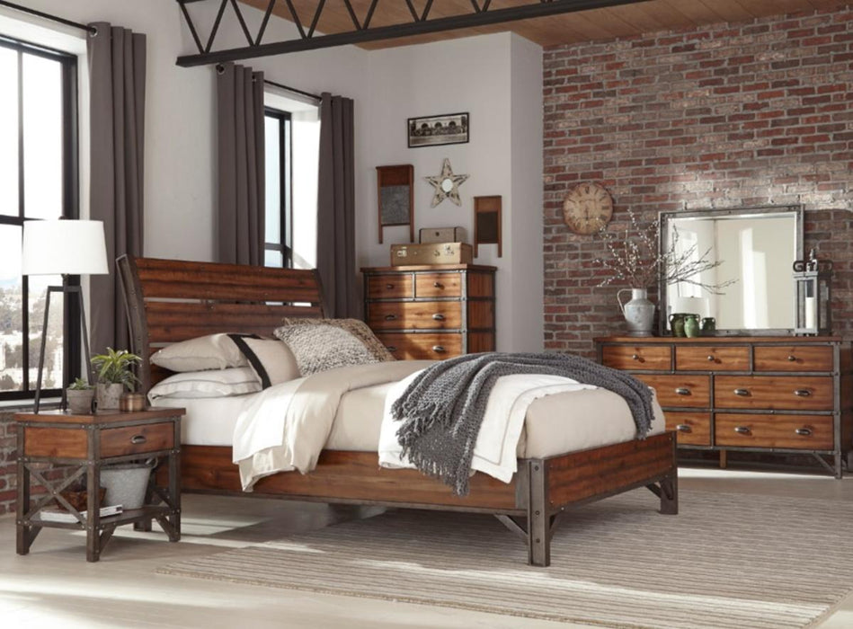 Holverson Nightstand in Rustic Brown & Gunmetal 1715-4 - Furniture World SW (WA)