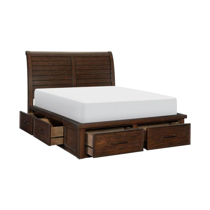 Logandale (4) California King Platform Bed with Footboard Storage