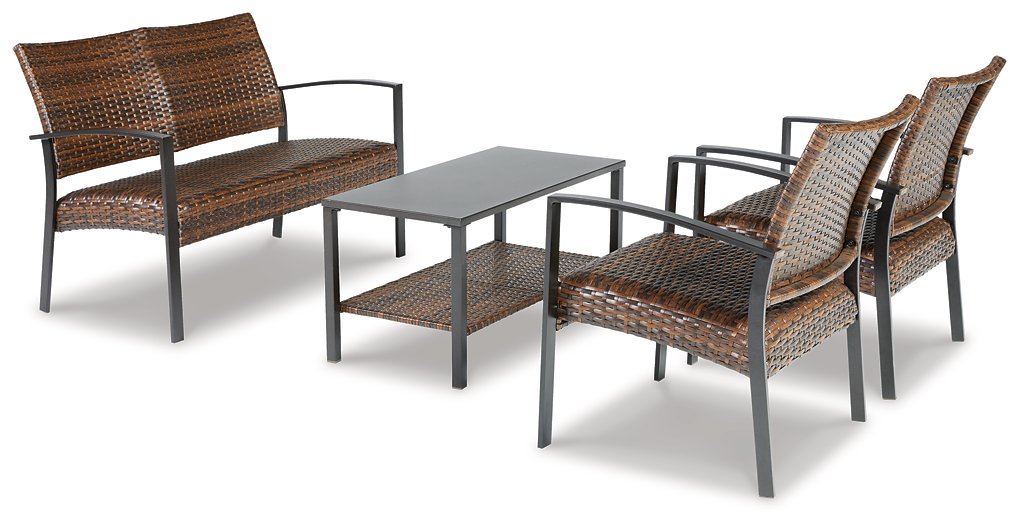 Zariyah Outdoor Love/Chairs/Table Set (Set of 4) - Furniture World SW (WA)
