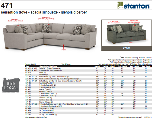 Stanton 471 Sofa - Shown in Yale Oasis - Furniture World SW (WA)