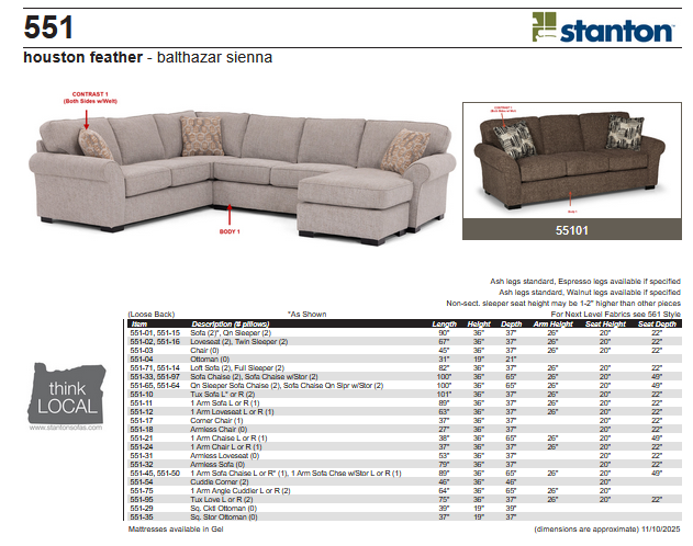 Stanton 551 Sofa - Shown in Campus Latte - Furniture World SW (WA)