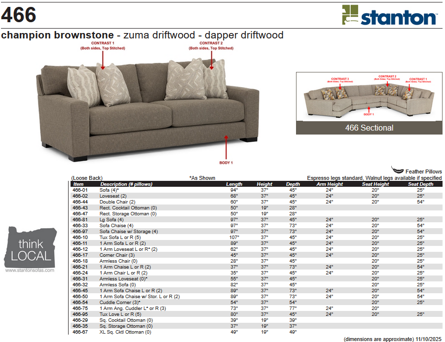 Stanton 466 Sofa - Shown in Champion Brownstone - Furniture World SW (WA)